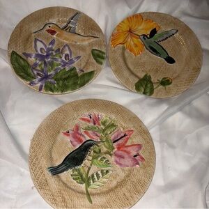 American Atelier Jungle Bird Plates  8 1/2in. Set Of 3 Plates